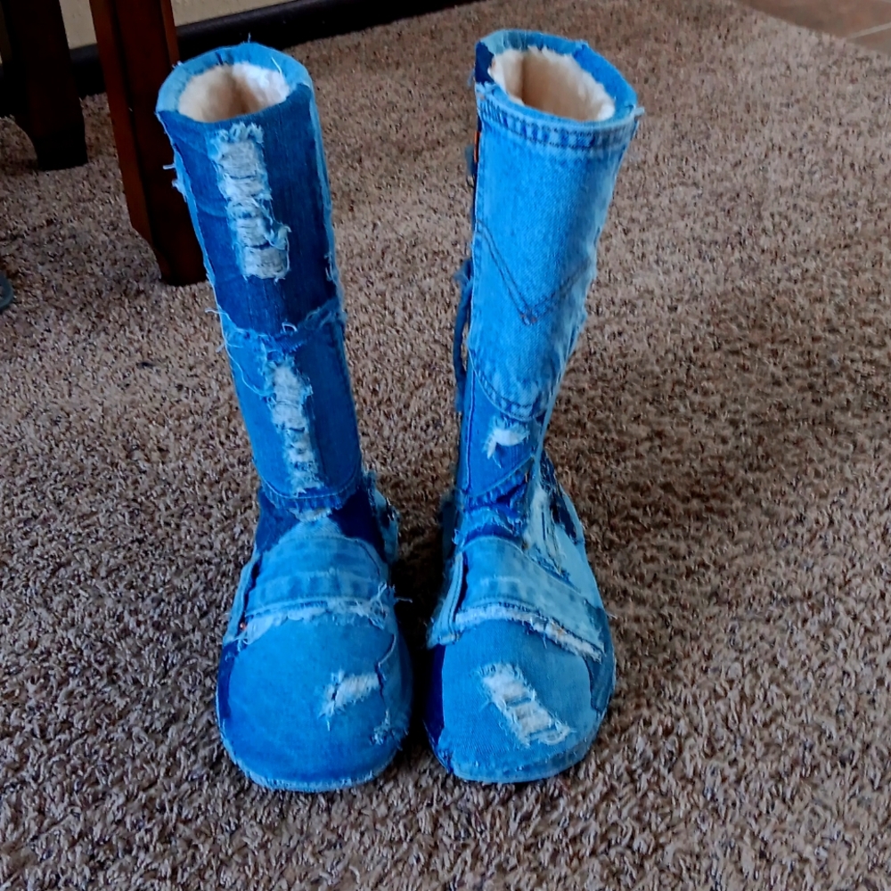 Denim boots
